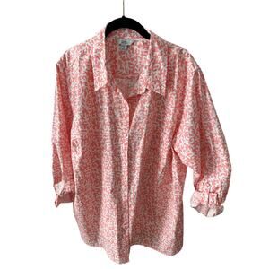 Croft & Barrow Plus Size 3X Coral Reef Pattern Shirt Convertible Sleeves - EUC